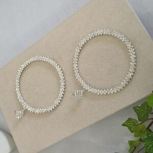 Large Silver and Rhinestone Hoop Earrings